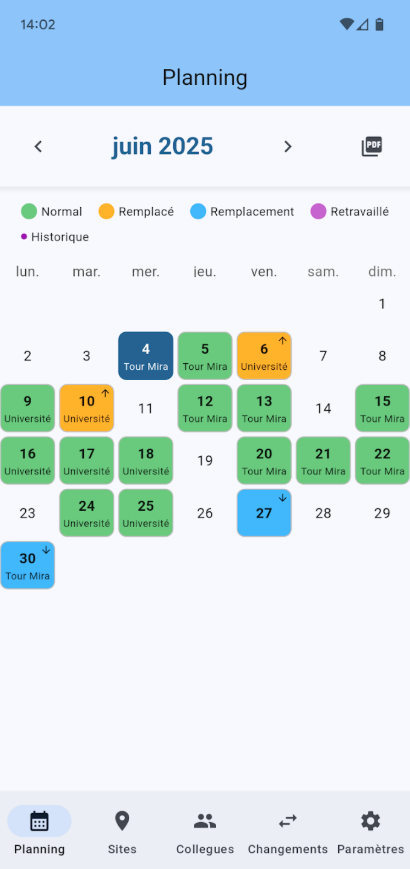 Accueil - Planning