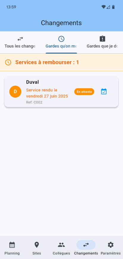 Gestion des gardes (suite)